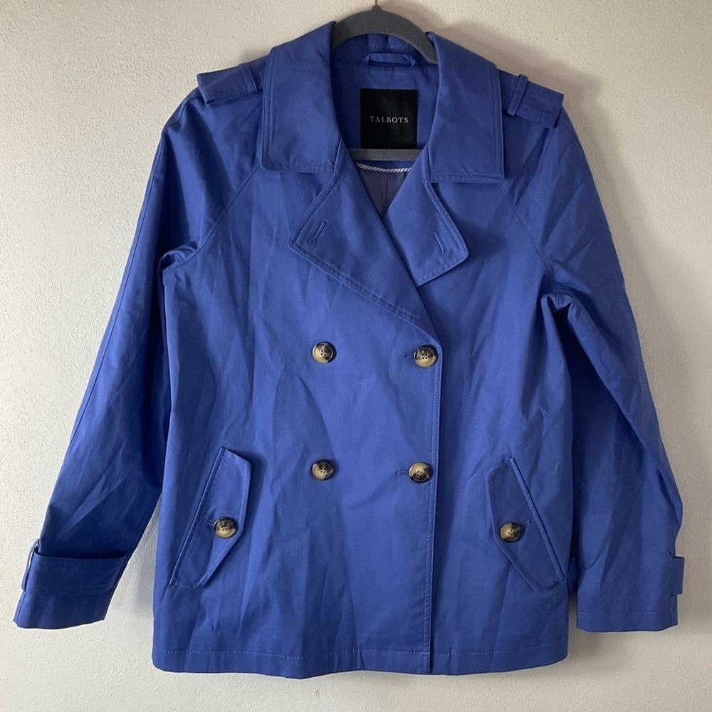 Talbots Beautiful Blue Trench Jacket Sz M